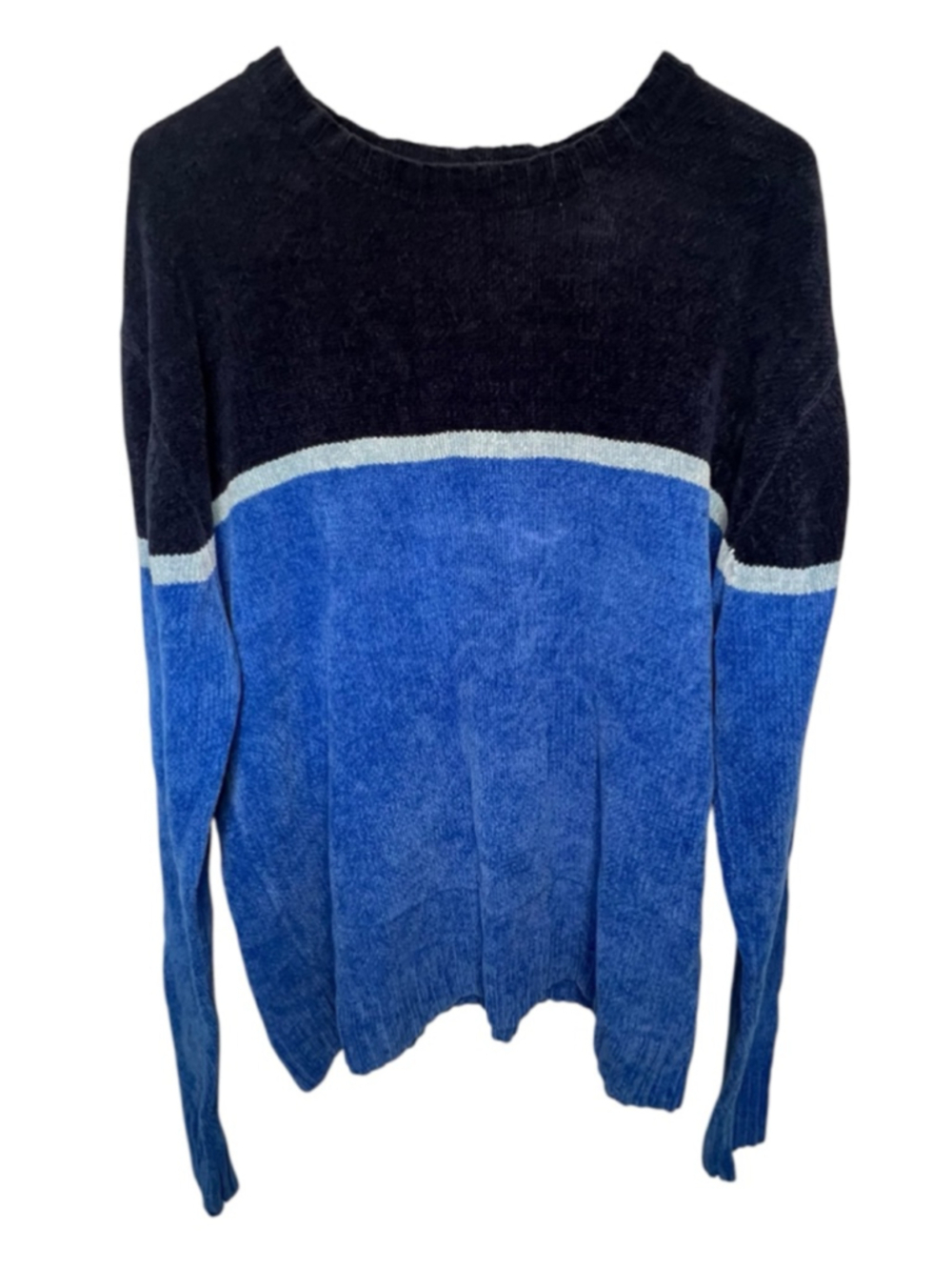 Arizona Jean Co Blue Colorblock Stripe Soft Pullover Knit Sweater